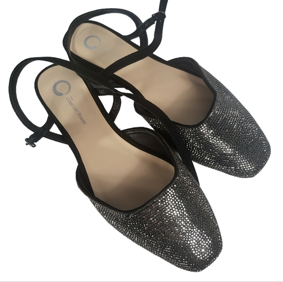 Journee Collection Nysha Rhinestone Flats Black 8.5 - Picture 7 of 8